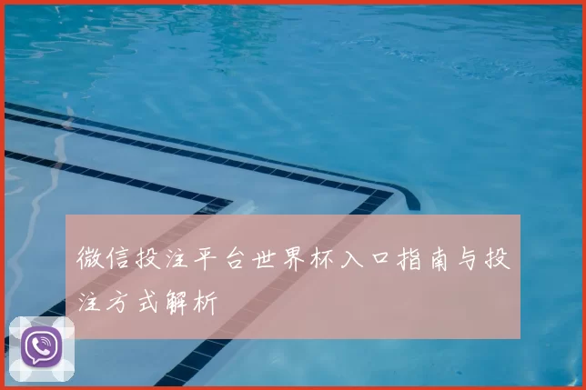微信投注平台世界杯入口指南与投注方式解析